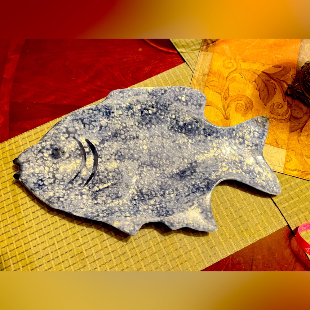 Coastal Decor Fish Pottery Serving Tray